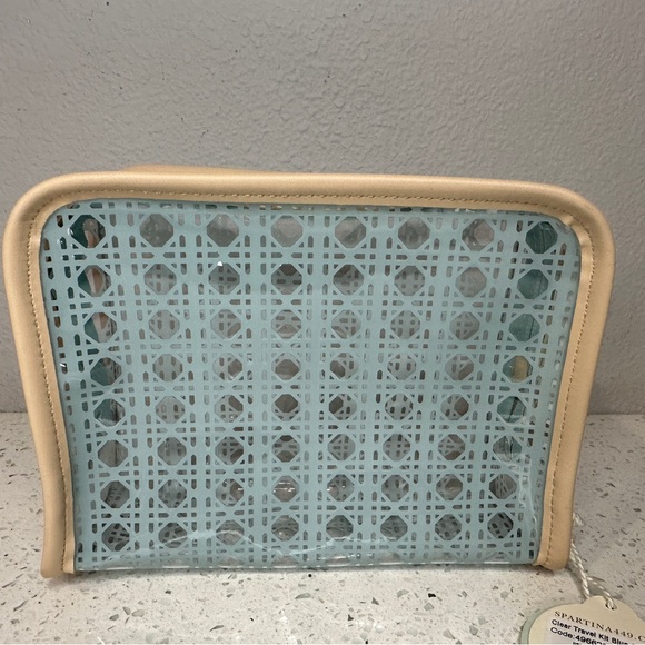 Spartina 449 Aqua and Beige Cosmetic Case - Picture 7 of 9